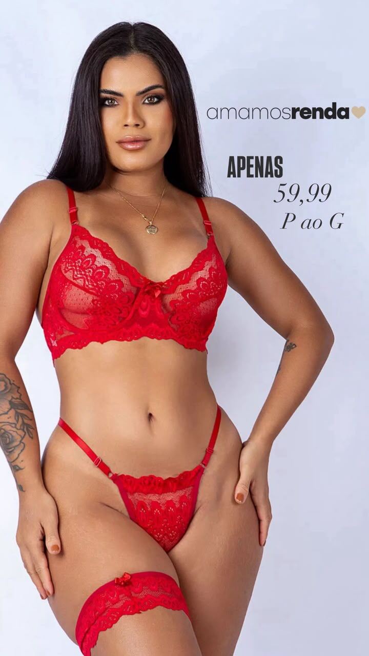 Lingerie Basic Renda com Liga de Perna