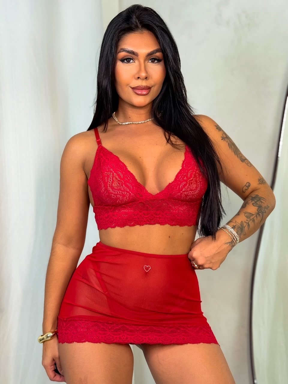 Lingerie Cereja Saia